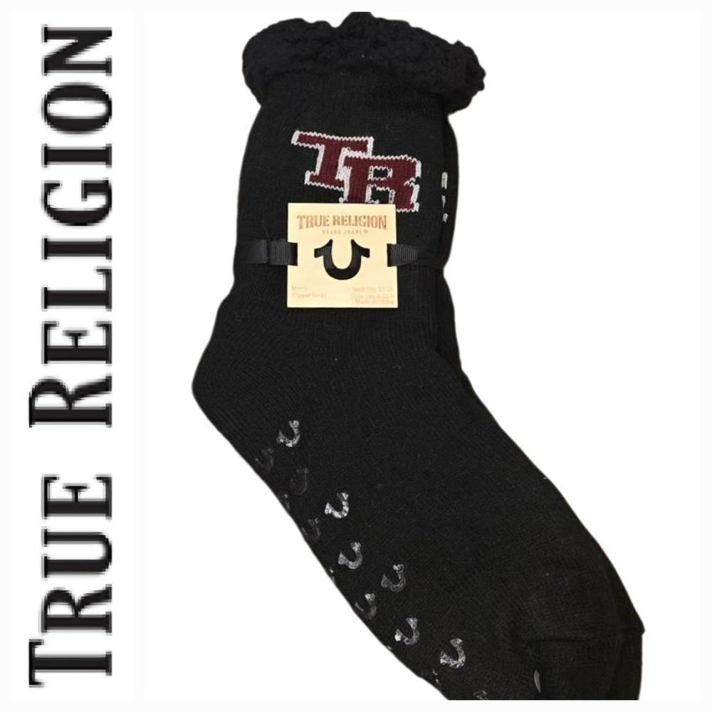 True Religion TR Logo Slipper Socks